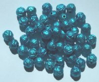 50 8mm Acrylic Metalized Matte Blue Rosebuds